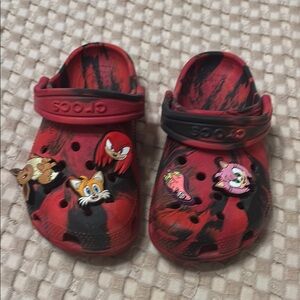 Crocs Kids Red Clogs with Cartoon Charms